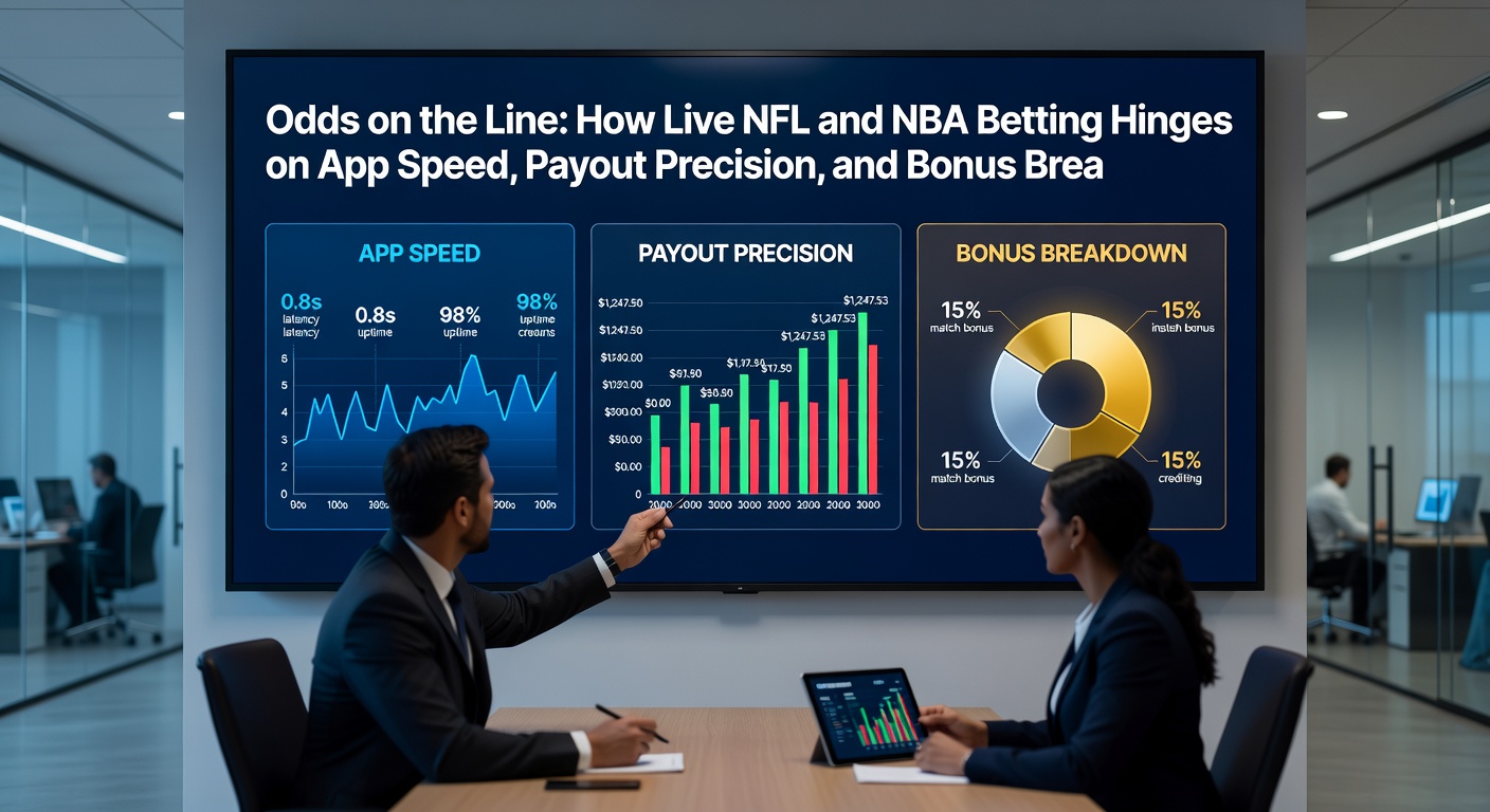 Close-up of a sportsbook payout screen displaying precise calculations for a live NFL parlay, with instant confirmation during a Monday Night Football game